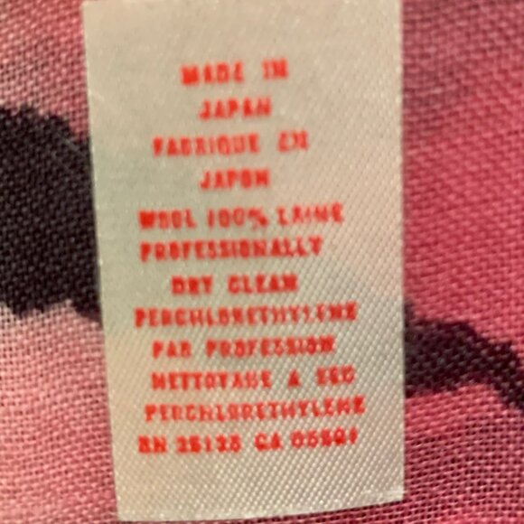 Vintage 80s  Album by Kenzo pink & black tiger stripped wool faded scarf - Picture 6 of 8